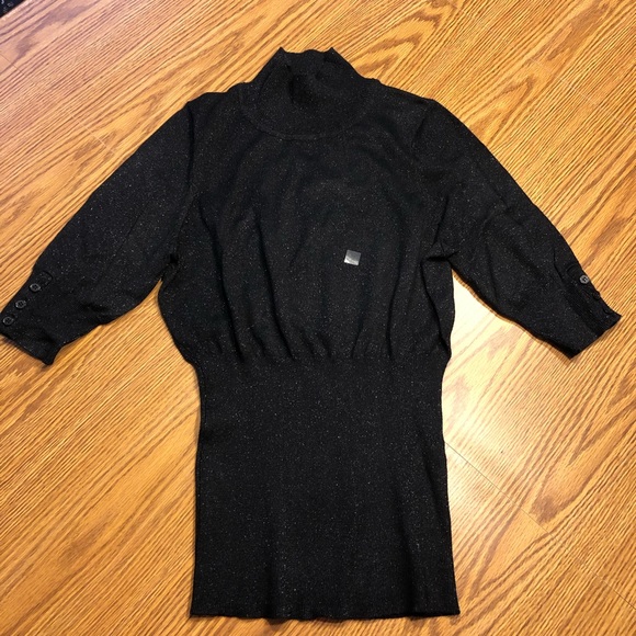 Express Black Shimmer Mock Turtleneck - Picture 1 of 5